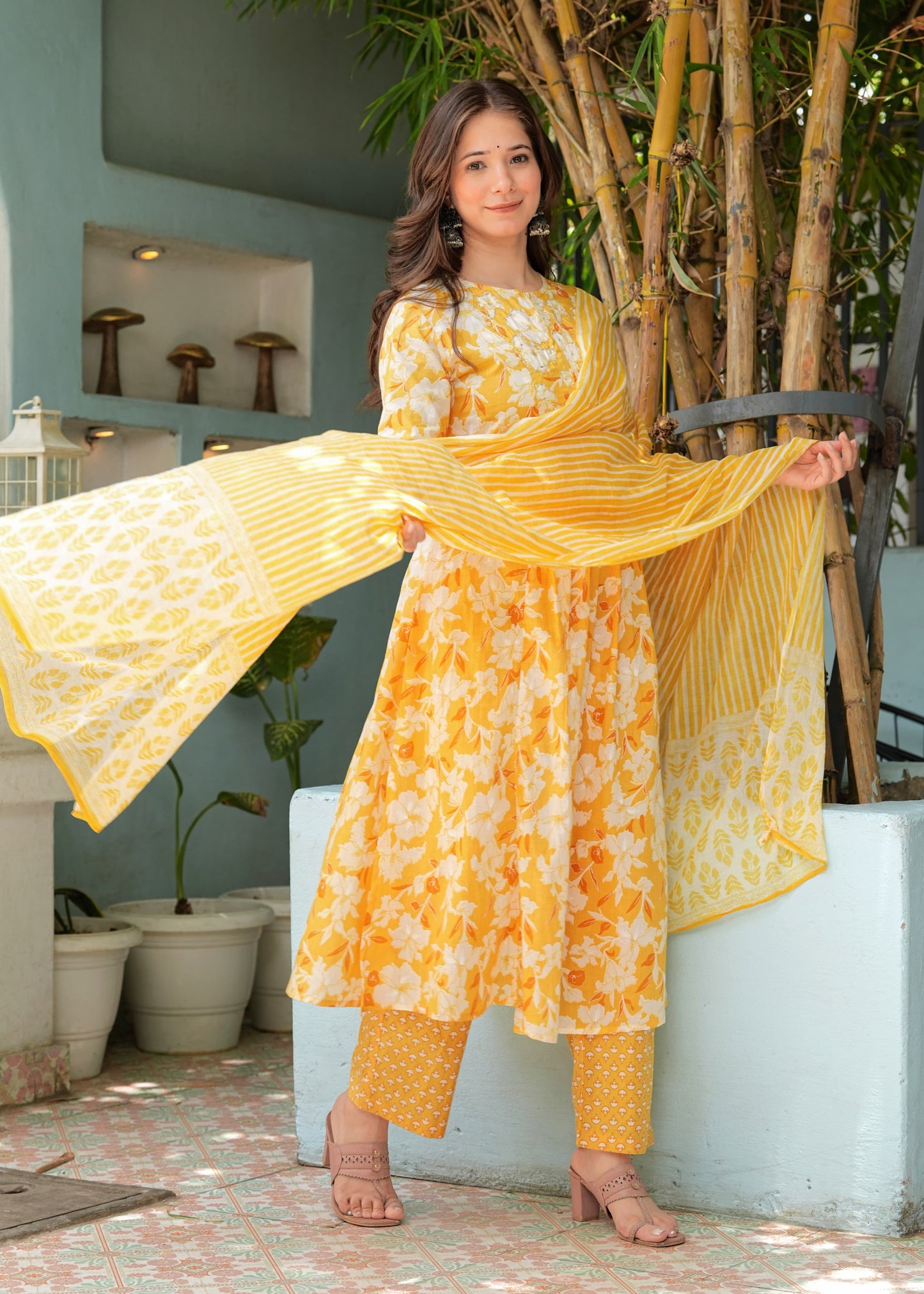 Sunshine yellow Anarkali kurta set