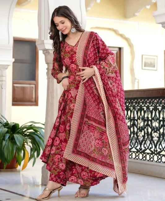 Maroon Anarkali kurta set