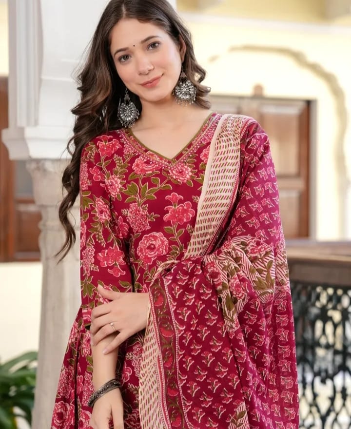 Maroon Anarkali kurta set